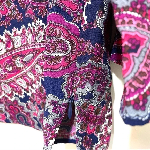 Talbots shirt Pink  paisley polyester Women’s Size Large Petite - Picture 4 of 10